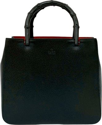 Gucci Black Leather Handbag Tote Bag (Pre-Owned)