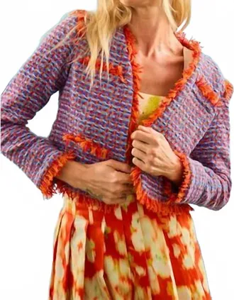 Hunter Bell Coco Crop Jacket In Marine Tweed
