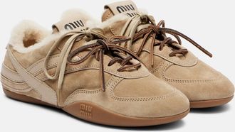 Miu Miu Gymnasium shearling-lined suede sneakers