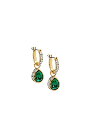 Adina Eden Pear Pave Rimmed Huggie Drop Earrings In Gold