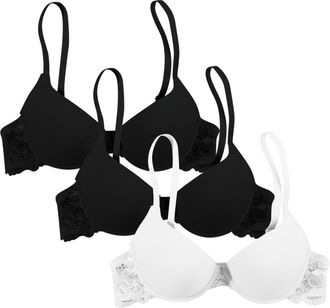 Generic 3 Pack Bras for Women 2 Sizes Bigger Boost Bra Super maximise Push Up Thick Padded Bombshell VS add 2 Cups Assets Full Effect