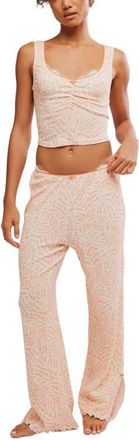 Free People Fresh in Love Pointelle Pajamas in Peach Combo at Nordstrom, Size X-Large