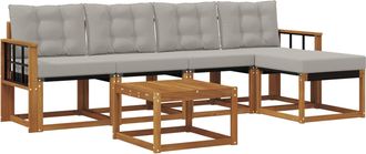 vidaXL Conjunto De Sof&aacute;s De Exterior 6 Uds. Natural Y Gris Claro Vidaxl
