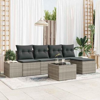 vidaXL Conjunto De Sof&aacute; De Jard&iacute;n 6 Pcs Gris Claro Polirat&aacute;n Vidaxl