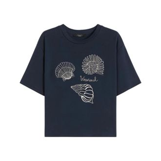 Max Mara T-Shirts, female, Blue, Size: XS Crewneck T-Shirt