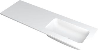 Bernacchini Faktor wastafel - 140x45x1.5cm - 1 wasbak rechts - 0 kraangaten - polystone wit mat