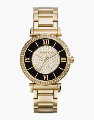 Michael Kors Womens Michael Kors MK3338 Catlin Series Crystal Dial Ladies Watch - Black