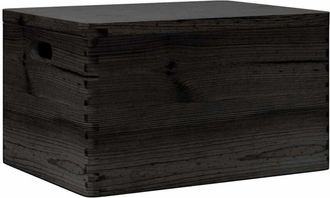 vidaXL Caja De Madera Con Tapa Y Asas Madera Maciza Pino 40x30x23 Cm Vidaxl