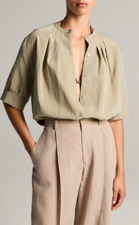 Vince Pleated Top in Salted Moss at Nordstrom, Size X-Large