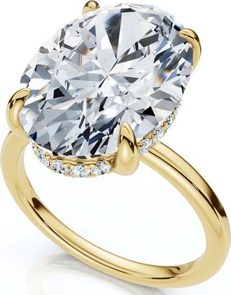 Pompeii3 Certified 5.08CT Oval Diamond Hidden Halo Engagement Ring 14k Gold Lab Grown