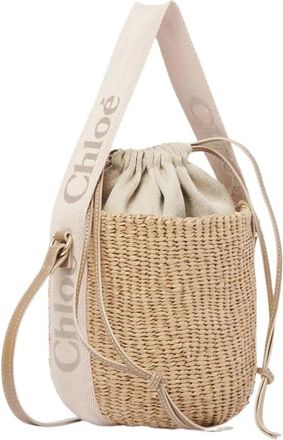 Chlo&eacute; Bucket Bags, female, Beige, Size: ONE SIZE Beige Basket Bag with Ribbon Closure