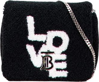 Burberry Pre-owned Embellished Boucl&eacute; Crossbody Bag with Chain Strap - Dames - Vintage Schoudertas - Zwart - ONE Size - Vintage