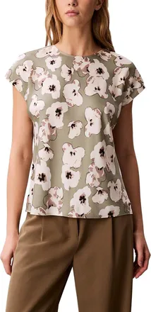 Calvin Klein Printed Matte Satin Sheath Top