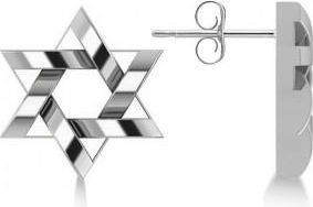 Allurez Contemporary Jewish Star of David Earrings in 14k White Gold