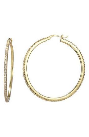 Candela Jewelry Pav&eacute; Cubic Zirconia Hoop Earrings in Clear at Nordstrom Rack