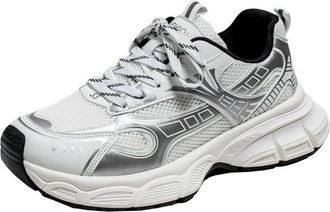 Generic Men lace up Thick Soled Height Increasing Sports Shoes Breathable mesh Fabric Low Cut Sports and Leisure Sports Shoes (White,6.5)