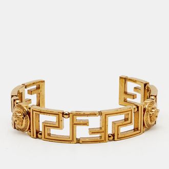 Versace Fendace Gold Tone Cuff Bracelet
