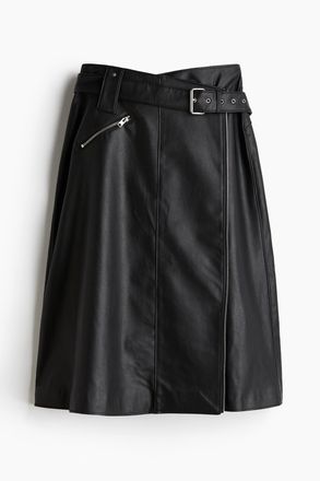 H&M Beschichteter Jupe mit G&uuml;rteldetail - Schwarz