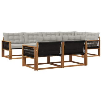 vidaXL Conjunto De Sof&aacute;s De Exterior 7 Pcs Natural Y Gris Claro Vidaxl