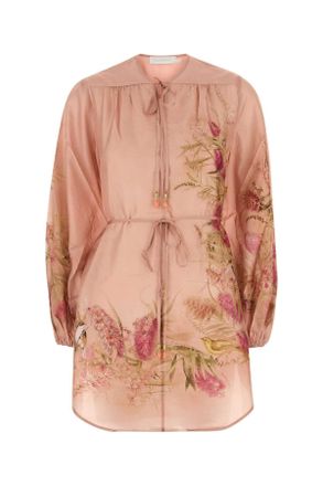 Zimmermann Antiqued Pink Satin Cascadiant Blouse