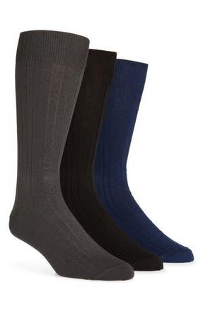 Lorenzo Uomo Assorted 3-Pack Cotton Blend Dress Socks in Black at Nordstrom Rack