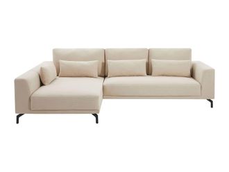 VENTE-UNIQUE.COM Sof&aacute; rinconera poli&eacute;ster 5 plazas beige 280x172cm