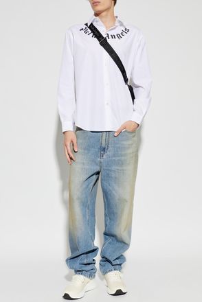 Palm Angels Shirt With Logo, Mens, White