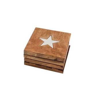 Foreside Home And Garden Set of 4 Stars & Stripes Coasters Mango Wood & Resin in Brown at Nordstrom