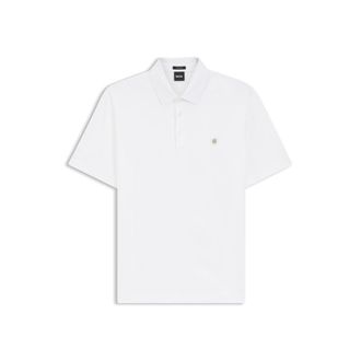 BOSS Mercerized-cotton polo shirt with Double B monogram
