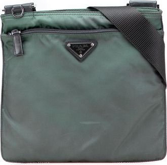 Prada Pre-owned Womens Crossbody Bag Adjustable Strap - Dark Green Textile - One Size