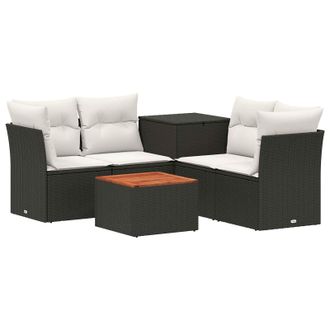 vidaXL Set Di Divani 6 Pz Nero E Bianco Crema Vidaxl