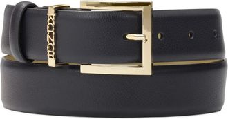 Kazar Donkerblauwe riem met riemlus met logo - Dames - Riemen - Blauw - 90 CM - Leer - Accessoires