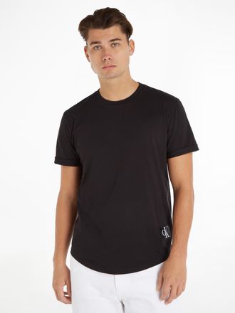 Calvin Klein Jeans T-Shirt CALVIN KLEIN JEANS BADGE TURN UP SLEEVE, Herren, Gr. S, schwarz, Single Jersey, Obermaterial: 100% Baumwolle, unifarben, regular fit h&uuml;ftlang,