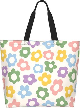 Generic Cute Groovy Flower Fashion Women Handbag Waterproof Shopper Bag Foldable Handbags For Work Beach College