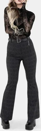 Disturbia Moura Check Flare Trouser With Charm in Black at Nordstrom, Size 12