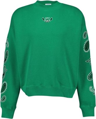 Off-white Groene Bandana Crewneck Sweatshirt - Heren - Sweatshirts - Groen - XS - Katoen - Hoodies & sweatvesten
