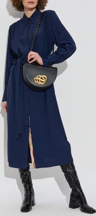Paul Smith Silk Dress With A Waist Belt, Womens, Navy Blue