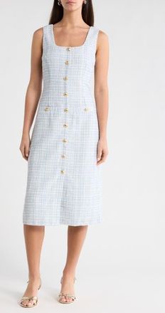 Sugarlips Adriella Sleeveless Tweed Dress in White-Blue at Nordstrom, Size X-Small