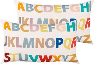Beliani Beliani - Lote De 2 Cojines Decoartivos Infantiles Con Motivo De Alfabeto Hechos De Algod&oacute;n Multicolor Asarum
