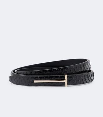 Tom Ford Cintur&oacute;n T Icon de piel grabada