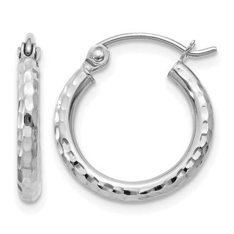 Diamond2Deal 14k Gold Diamond-cut 2mm Round Tube Hoop Earrings