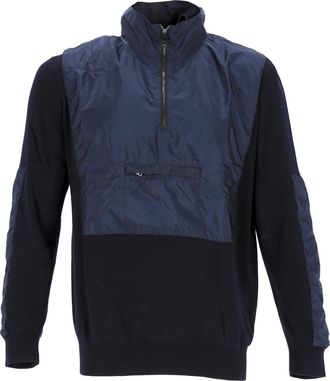 Prada Prada Windbreaker in Marineblauwe Wol en Nylon