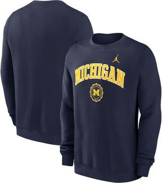 Jordan Brand Mens Jordan Brand Navy Michigan Wolverines Arched Seal Pullover Sweatshirt at Nordstrom, Size Small