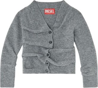 Diesel M-Ava Cropped Cardigan - Dames - Vesten - Grijs - S - Wol - Truien & Vesten