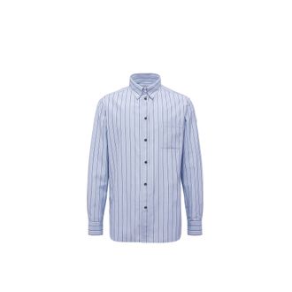 Moncler Moncler Striped Oxford Cotton Long Sleeve Shirt, Men, Blue, Size: Xl