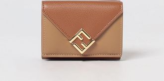 Fendi Portafoglio tri-fold FF Diamonds in pelle a grana con monogramma