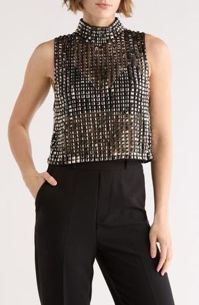 L'agence Yun Crystal Mock Neck Tank in Smoke Grey Crystal at Nordstrom Rack, Size Large