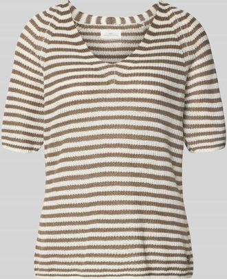 Fynch-Hatton Fynch-Hatton T-Shirt aus Leinen mit V-Ausschnitt in Mittelbraun, Gr&ouml;&szlig;e XXL