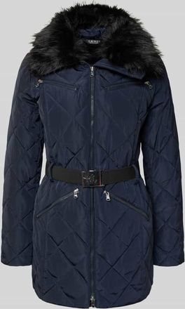 Lauren Ralph Lauren Regular Fit Daunenmantel mit abnehmbaren Taillengürtel in Marine, Größe XL