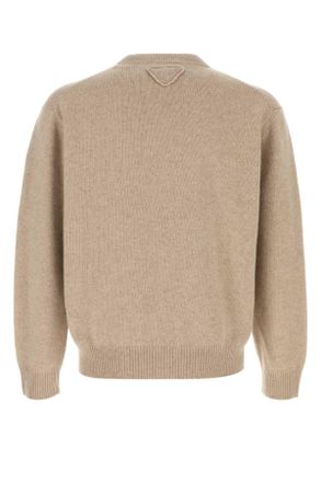 Prada Mens Sand Cashmere Sweater Canapa Exterior: Maglieria